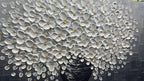 YaSheng Art - White Flower Oil Painting on Canvas 3D Thick Texture Black and White Floral Vase Canvas Wall Art Modern Abstract Art Home Bedroom, Dining Room, Living Room, Office Wall Decor 24x48inch