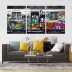 Novatique Banksy Canvas Wall Art Classic Street Wall Art Abstract Graffiti Pop Picture Art Decor Print Colorful Graffiti Poster Home Decor for Living Room Bedroom, 24”x 36”x 3Pcs
