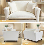 ERYE Modern Chenille Upholstered Accent Chair Wider Seat Leisure Cushion Armchair with 2 Pillows and Removable Cover for Home Apartment Office Living Room Bedroom