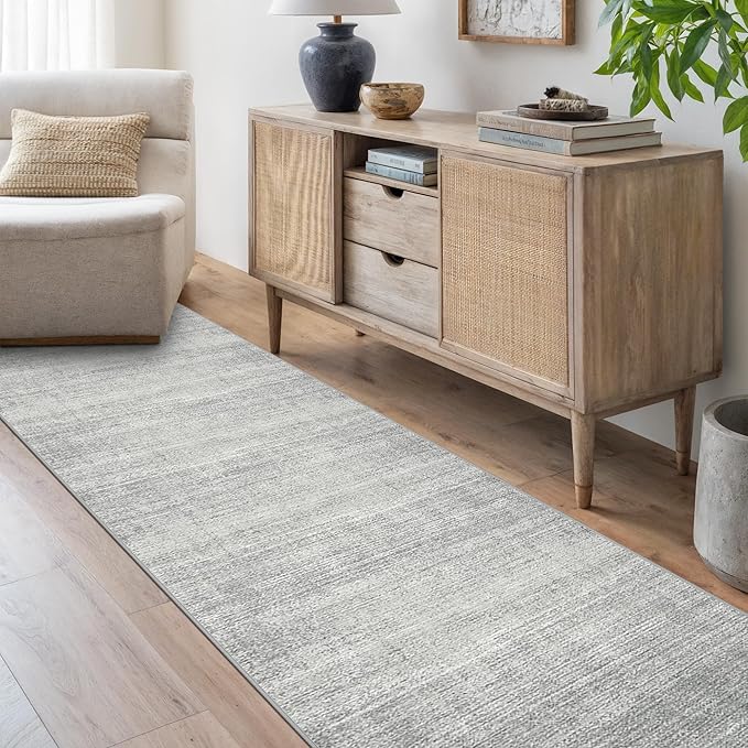 Art&Tuft Non-Slip Runner Rug - 3x8 Runner Rug Washable Low-Pile Rugs Runners, Soft Distressed Carpet Runner for Bedroom Bathroom Kitchen Laundry Living Room, Grey