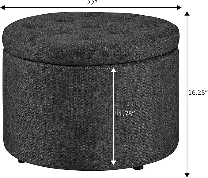 Convenience Concepts Designs4Comfort Round Shoe Storage Ottoman