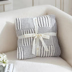 Amélie Home Checkered Knit Throw Blanket for Couch, Chenille Texture Decorative Soft Blanket for Sofa & Chair, 50"x60", Grey & White