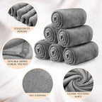 Tinideya 6 Pcs Flannel Fleece Throw Blanket Bulk 50 x 60 Inch Soft Fleece Blanket Warm Throw Blanket Coral Blankets for Couch Sofa Home Wedding Gifts Season (Light Gray)