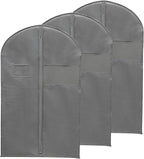 PATIKIL 43" Garment Bag, 3 Pack Breathable Suit Bag for Storage Hanging Clothes Dustproof Garment Covers for Suits Coats Dresses, Gray