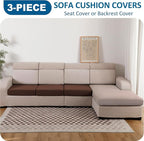 100% Waterproof Couch Cushion Covers, Replacement Sofa Cushion Covers, Stretch Individual Sofa Seat Cushion Slipcovers Furniture Protector for Kids Pets (3-Piece Sofa Cushion Cover, Chocolate)