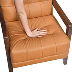 Lexicon Modern Accent Chair, Luxury Genuine Leather Match Living Room Chair with Tufted Cushions, Solid Wood Frame and Arm Rest, Comfy Upholstered Single Seat for Bedroom/Reading/Office, Orange