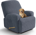 VANSOFY Oversized Recliner Chair Covers, 4-Pieces Stretch Recliner Cover Jacquard Soft Reclining Chair Slipcover Furniture Protector with Elastic Bottom for Lazy Boy Recliner(Gray)