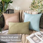 MIULEE Pack of 2 Decorative Outdoor Solid Waterproof Throw Pillow Covers Christmas Euro Sham Faux Linen Garden Farmhouse Cushion Cases for Patio Tent Balcony Couch Sofa 24x24 Inch Dark Green