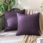 MIULEE Pack of 2 Decorative Outdoor Solid Waterproof Throw Pillow Covers Faux Linen Garden Farmhouse Cushion Cases for Patio Tent Balcony Couch Sofa 20x20 Inch Purple