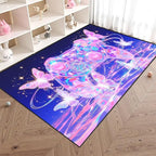 Dreamy Butterfly Rugs for Girls Room Gaming Rug 4x6 ft Gaming Room Decor Gamer Area Rug Non-Slip Gaming Floor Mat Purple-Pink Kids Carpet for Bedroom, Livingroom,Playroom & Apartment