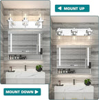 Chrome Bathroom Vanity Light, Square Design 3 Lights Morden Vanity Lighting Fixtures Over Mirror, Bathroom Light Fixtures for Living Room/Bedroom