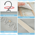 GMAK Hanging Jewelry Organizer with Hanger Metal Hooks, Double-Sided Jewelry Holder Accessories Organizer Storage Roll for Jewelry, Earrings, Bracelets, Necklaces, Rings - Light Grey