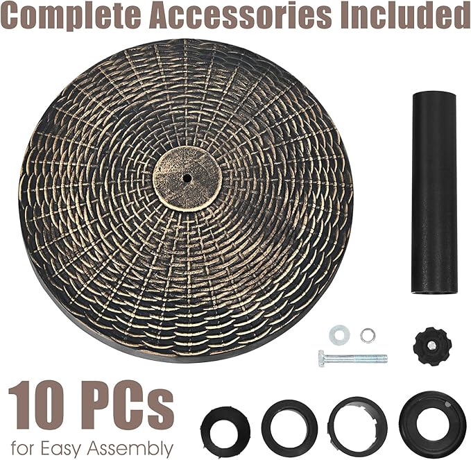 Giantex 22 lbs Patio Umbrella Base, 18 Inch Round Outdoor Umbrella Stand for 1.5'' or 1.9'' Diameter Pole, Heavy Duty Market Umbrella Holder for Garden Beach Yard Poolside Lawn, Bronze