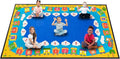 Classroom Rug Kids Carpet Blue Library Carpet ABC Educational Elementary School Daycare Nursery Rug ABC Numbers Reading Alphabet Classroom Area Rug, 7.5 x 13 ft