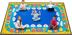 Classroom Rug Kids Carpet Blue Library Carpet ABC Educational Elementary School Daycare Nursery Rug ABC Numbers Reading Alphabet Classroom Area Rug, 7.5 x 13 ft