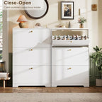 Nicetree Shoe Cabinet with 3 Flip Drawers, Narrow Shoe Organizer Cabinet, Freestanding Shoe Rack Cabinet, Morden Shoe Storage Cabinet for Entryway, Hallway, Foryer, White