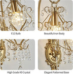 Gold Crystal Vintage Plug in Wall Sconces Set of 2 Indoor Wall Light Fixture, Modern Wall Mount Lamp Light for Bedroom Living Room Bathroom Vanity Light Hallway Light Fixture LED E12