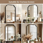 30X48 Inch Black Bathroom Mirror for Wall, Modern Rounded Corner Rectangle Mirror with Non-Rusting Iron Metal Framed Bathroom Vanity Mirror for Over Sink Wall Decor