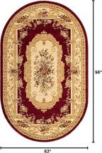 Rugs.com Chateau Collection Rug – 5' 3 x 8' Oval Red Medium Rug Perfect for Living Rooms, Large Dining Rooms, Open Floorplans