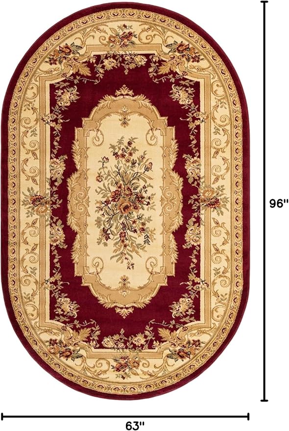 Rugs.com Chateau Collection Rug – 5' 3 x 8' Oval Red Medium Rug Perfect for Living Rooms, Large Dining Rooms, Open Floorplans