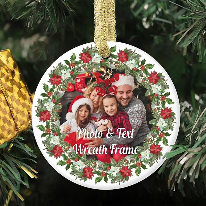 Personalized Christmas Ornaments 2030 Custom Ornaments for Christmas Tree Customized Photo Ornaments Picture Personalized Ornaments Home Decor Hanging Ceramic Xmas Ornament for Couples Family Wedding