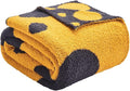 CozeCube Super Soft Fullfy Microfiber Reversible Knitted Blankets, Warm Cozy Fuzzy Plush Throw, Black and Yellow Polka Dot Throw Blanket for Couch Bed Sofa, 50" x 60"