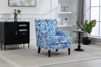 KEIKI Vintage Porcelain Accent Chair with Nailhead Trim, Upholstered Lounge Armchair - Ergonomic High Back Support, Perfect for Reading Nook