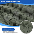 YEMYHOM Stretch Individual Cushion Covers Sofa Chair Seat Cushion Slipcovers Soft Couch Cover Replacement Large Checkered Furniture Protector with Elastic Bottom (1 Pc Cushion Cover, Army Green)