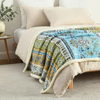 Boho Chic Sherpa Throw Blanket - Vibrant Bohemian Print & Ultra-Soft Cozy Lining, Stylish & Warm Winter Throw for Couch, Bed, or Décor