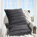 Cheer Collection Faux Fur Throw Pillows - Decorative Pillows for Couch, Bed Throw Pillows, Grey Accent Pillows for Bedroom or Living Room Aesthetic, Set of 2 Furry Throw Pillows, 22" x 22"