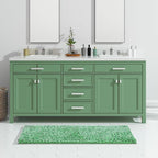 Yimobra Luxury Bathroom Rugs, 47x24, Extra Soft Chenille Mats for Bathroom Non Slip, Fluffy Long Matts for Tub, Plush Shaggy Carpet Runner, Water Absorbent, Machine Washable, Light Green & Green