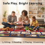 SAFECASTLE ABC Picture Phonics Alphabet Educational Area Rug for Kids 7'8" x 10'4" Preschool & Classroom Learning Carpet with Upper and Lowercase Letters, Rug for Early Learning, Daycare & Playrooms