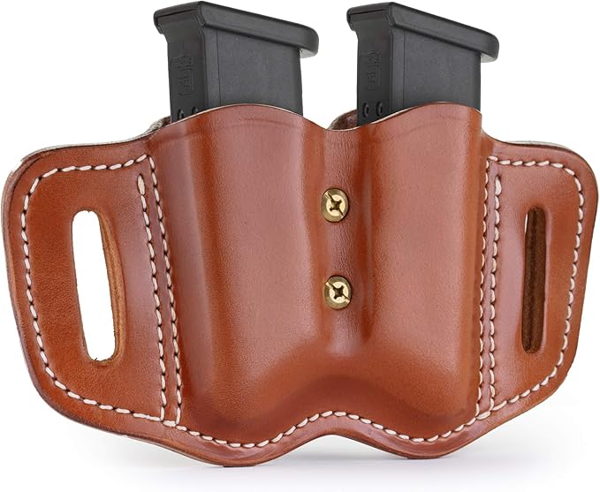 1791 Gunleather 2.2 Mag Holster - Double Mag Pouch for Double Stack Magazines, OWB Magazine Pouch for Belts