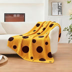 CozeCube Super Soft Fullfy Microfiber Reversible Knitted Blankets, Warm Cozy Fuzzy Plush Throw, Black and Yellow Polka Dot Throw Blanket for Couch Bed Sofa, 60" x 80"