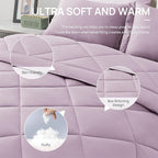 Love's cabin Queen Comforter Set Light Purple, 7 Pieces Queen Bed in a Bag, All Season Bedding Sets with 1 Comforter, 1 Flat Sheet, 1 Fitted Sheet, 2 Pillowcase and 2 Pillow Sham