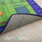 SAFECASTLE Alphabet Spanish Kids Educational Area Rug – 6'6" x 8'4" – Bilingual English & Spanish Learning Carpet with ABC Letters, Numbers & Classroom Objects – Classroom, Daycare & Preschool Rug