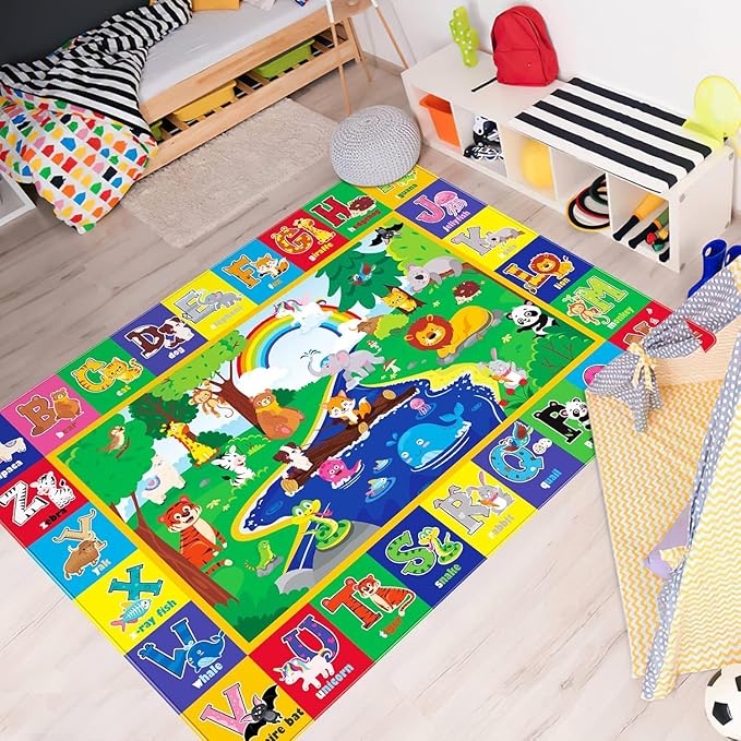 Baby Play Mat for Floor, Baby Crawling Mat Soft Surface Toddler Playmat for Babies, Non-Toxic Foldable Non-Slip ABC Mats for Kids Infants Girls Boys (47.2X31.5 INCH)