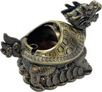 Feng Shui Dragon Turtle Multi Functional Metal Statue Wealth Prosperity Sculpture with Set of 5 Lucky Charm Ancient Coins on Red String Best Housewarming Congratulatory Gift Home Decor (D2 Brass)