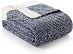 Snuggle Sac Super Soft & Reversible Heather Navy Throw - Oversized Cozy Knit Blanket for Bed, Sofa, Living Room, Twin Size (60x80 Inches)