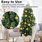 Gold 1.6" Small Christmas Balls Christmas Tree Decoration Ornaments Shatterproof Hanging Balls for Birthday Halloween Holiday Wedding Decorations Set of 24pcs