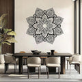 Metal Mandala Flower Wall Art, Large Metal Round Mandala Wall Decor, Lotus Flower Wall Decor, Modern Farmhouse Wall Art for Living Room, Bedroom, Office and Yoga Room (Black, 35"x35"/90x90cm)