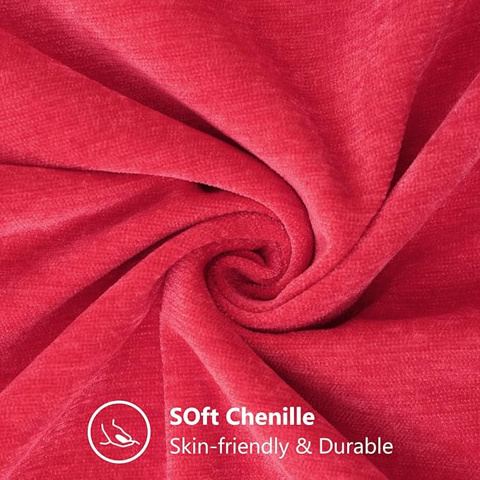 decorUhome Spring Chenille Soft Cozy Throw Pillow Covers 12x20 Set of 2, Modern Farmhouse Boho Velvet Decorative Pillow Cases with Stitched Edge for Couch Sofa Bed Home Decor, Christmas Red