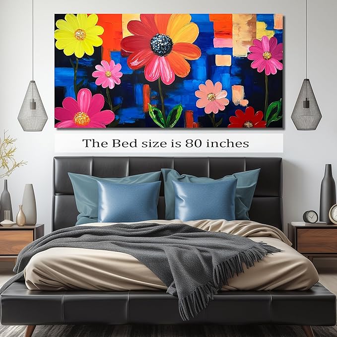 ZHAOSHOP Flower Canvas Wall Art for Living Room Extra Large Wall Art for Dining Room Colorful Painting Wall Decor for Office Women 40 x 80 Inch