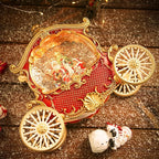 Christmas Snow Globe Carriage with Santa Claus – Vintage 8 Songs Musical Box, Automatic Snowfall, Led Light, USB or Battery Powered,for Christmas Festival Home Fall Decoration Gifts, Red