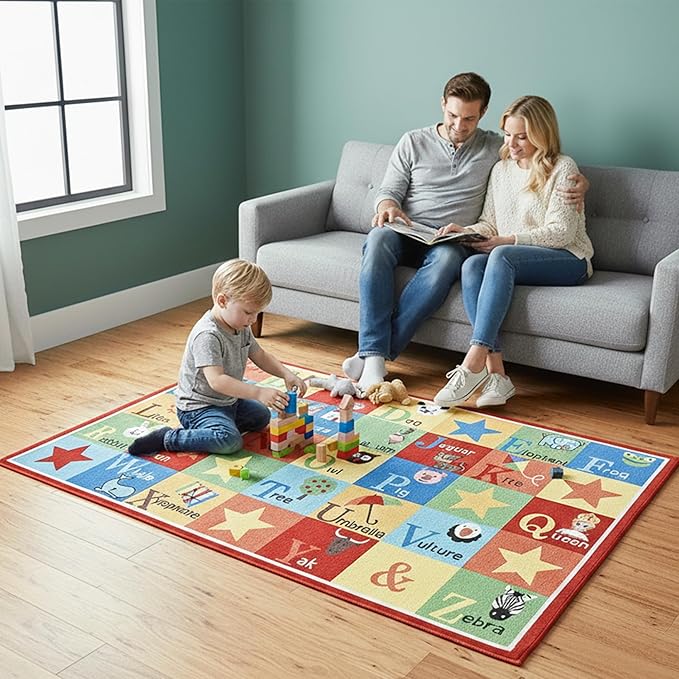 Furnish my Place 745 ABC with Animal ABC Area Rug for Kids | Educational Alphabet | Animals Children Rug | Contemporary Design | Multicolor (9'x13'2")