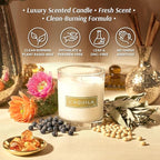 L’Aquila Luxury Scented Candles, Natural Plant Based Wax with Bergamot and Fig Notes, Long Lasting 60 Hours Burn Time, 9oz Glass Jar Candles for Home, Relaxation & Gifts