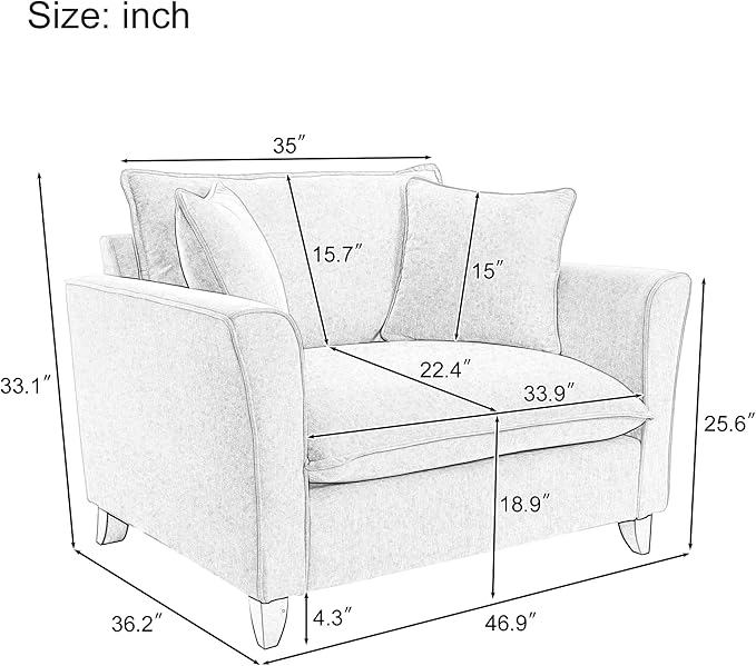 ERYE Living Room Accent Chair, Modern Chenille Upholstered Wider Seat Cushion Leisure Armchair W/2 Pillows and Removable Cover for Home Apartment,Bedroom,Office