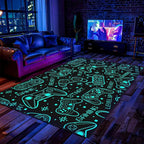 4x6 Gaming Rug for Boys Room - 3D Printed Games Theme Fluorescent Green Gamer Area Rug for Livingroom Teen Boy Gamer Room Rug Decor Video Game Area Carpet for Bedroom,Game Room