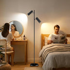 Spotlight Floor Lamp, Tall LED Standing Lamp with Remote/Touch Control, 2700K-6500K, 350°Rotating Head Standing Lamp, Reading Floor Lamp for Living Room, Bedroom, Office & Wall Art, Dual Head
