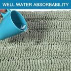 H.VERSAILTEX Bath Mats for Bathroom Non Slip Thick Chenille Striped Bath Rug Absorbent Fluffy Soft Shaggy Rugs Washable Dry Fast Plush Mats for Indoor, Bath Room, Tub - 17" x 24", Sage